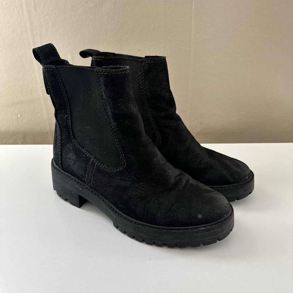 Timberland Womens Courmayeur Valley Chelsea Boot Size 7 Black Chunky Grunge